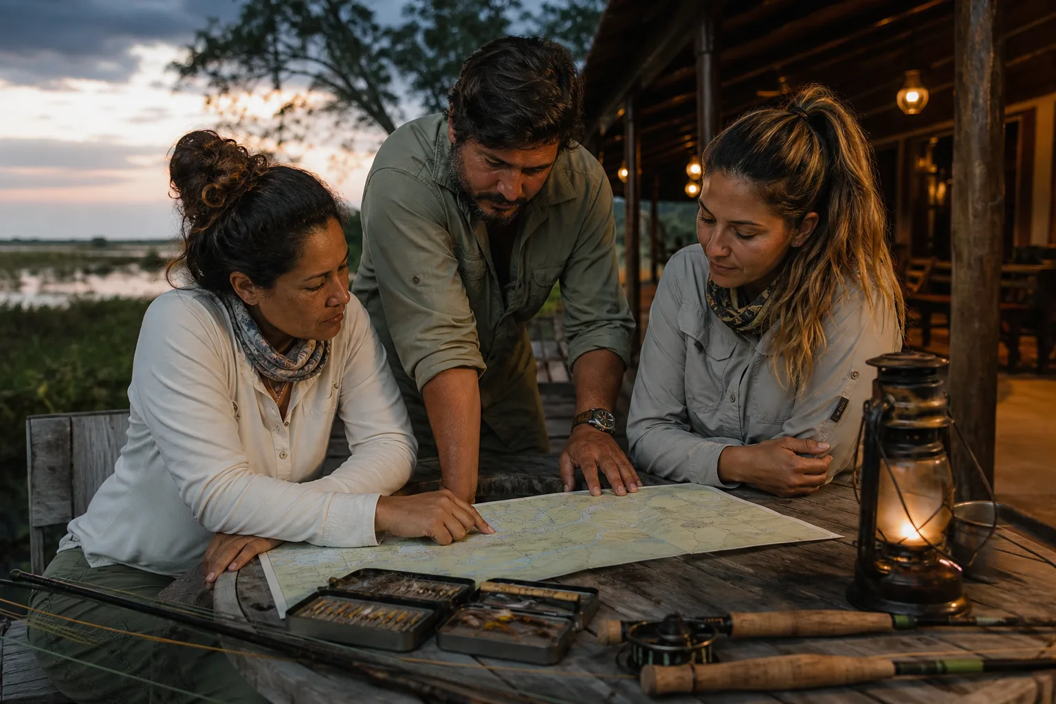 Equipe de guias planejando uma expedição